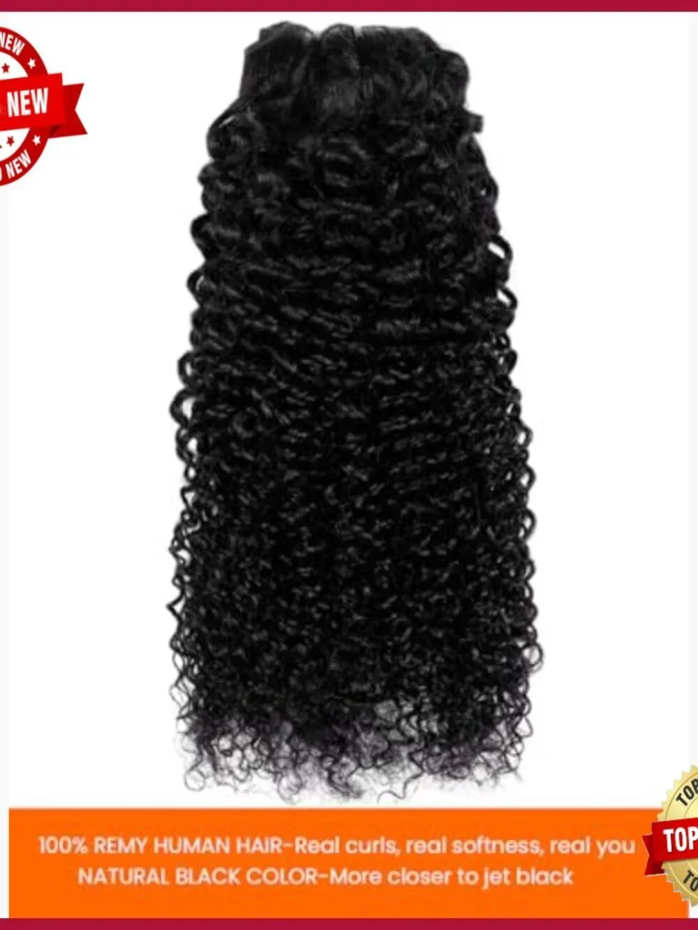 Real Human Hair Clip-In Extensions 14 Inch Kinky Curly 8 Pieces
